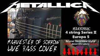 Harvester of Sorrow live bass cover 4 string Alembic Series II Europa 5 Insane Newsted downstrokes [upl. by Atinauj241]