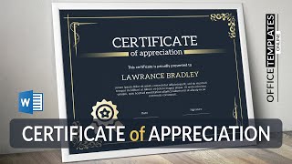 Easy way to Design Certificate of Appreciation in MS Word  Black amp Golden Theme [upl. by Tallula]