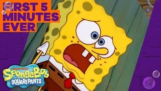 SpongeBobs Official Debut 🦀 The Very FIRST 5 Minutes of SpongeBob [upl. by Noyar]