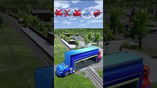 Big and Small McQueen Cars VS Train Lightning Strikes Back  BeamNGdrive [upl. by Garret]