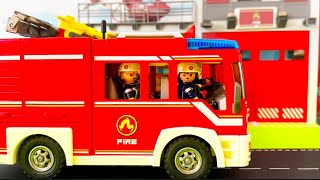 Playmobil City Action Fire station Fire Fighters Rescue Mission Fire Truck  Fire Engine for Kids [upl. by Yentihw]