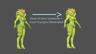 Z brush  Local Subdivision trick to obliterate triangles amp maintain UVs [upl. by Scot]