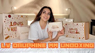 Louis Vuitton Dauphine MM bag unboxing [upl. by Enialedam]