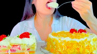 Mukbang with Delicious Strawberry Pastries and Yummy Caramel Cake Food Eating ASMeRiEats [upl. by Tahp695]