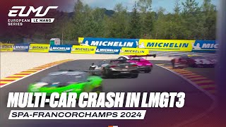 Multicar crash between LMGT3s  4 Hours of SpaFrancorchamps 2024  ELMS [upl. by Bertine]