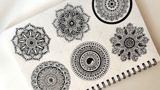 6 beautiful and easy mandala art for beginners  Complete Guide on mandala drawing Techniques [upl. by Ednyl]