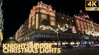 London Christmas Lights Tour 2024 ✨  Beautiful Festive Lights amp Shop Windows of Knightsbridge 4K [upl. by Bicknell]