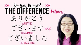 Japanese quotThank youquot What is the difference between quotArigato gozaimasuquot and quotArigatoo gozaimashitaquot [upl. by Yecaj777]