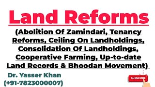 Main Land Reforms  Types Of Land Reforms  Land Reforms  Economics  Indian Economy  Agriculture [upl. by Relda]