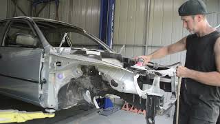 AE102R corolla teardown prep work underbody bedliner and engine bay [upl. by Yesac]