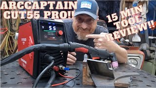 Arccaptain CUT55 Pro Pilot Arc Plasma Cutter Review Pilot arc bluetooth app increased capacity [upl. by Airdnola]