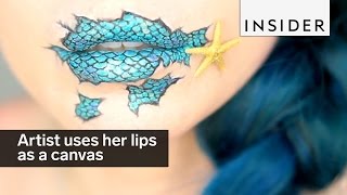 This makeup artist uses her lips as a canvas [upl. by Artinad]