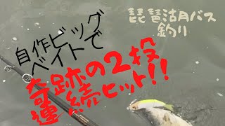 【琵琶湖バス釣り】【ビッグベイト】で2投連続ヒット！！｜Handmade Lure｜SwimBaits｜Fishing [upl. by Irej559]