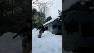 Abandoned shack roof ride shorts abandoned snowboarding [upl. by Butte]