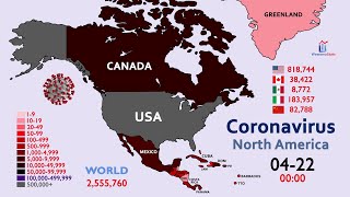 The Spread of Coronavirus in North America January 20 to April 22 [upl. by Aitnauq]