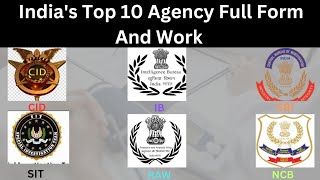 Top 10 Secret Agency of India  Types of Agency in india [upl. by Marrissa]