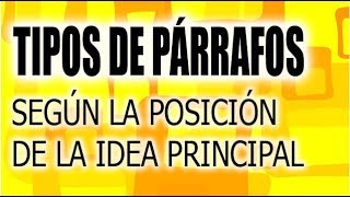 TIPOS DE PÁRRAFOS SEGÚN LA POSICIÓN DE LA IDEA PRINCIPAL [upl. by Arinayed]