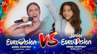 Eurovision VS Junior Eurovision 2023  BATTLE By Country [upl. by Essinger568]