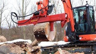 Excavator Splitting Firewood with SplitFire 4209 [upl. by Thinia713]