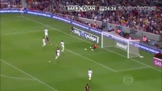 Barcelona 8 x 0 Santos Santos leva chocolate do Barça Troféu Joan Gamper 02 08 2013 Globo HD [upl. by Bambi]