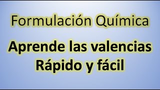 Aprende las valencias de forma rápida y fácil  la tabla periódica  Formulación química [upl. by Eliason]