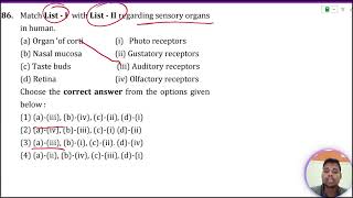 Match List  I with List  II regarding sensory organs in human List  I List  II a Organ of [upl. by Kallista298]