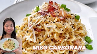 Full of Umami flavor You need to try this 15 mins Miso Carbonara Noodles 🍜 Fusion Food Recipe [upl. by Anica]