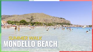 Mondello Beach 🏖️ Palermo Sicily Italy walking tour in 4k 2022 [upl. by Edrahc]