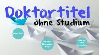 Doktortitel kaufen ✅ Doktor ohne Studium möglich [upl. by Hsiwhem]