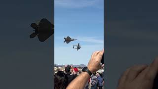 Rare F22 Raptor and P38 Lightning flyby at the Yuma Air Show  Marine Corps militaryaviation [upl. by Kilah]