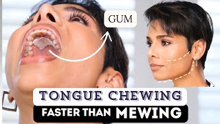 Try TONGUE CHEWING for 30 days One FACE EXERCISE for DOUBLE CHIN and JAW RESHAPING [upl. by Anauqat499]