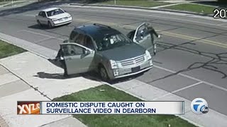 Domestic dispute caught on surveillance video in Dearborn [upl. by Bennett]