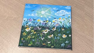 How to paint Flower Field  Easy Tutorial step by step for beginners [upl. by Akselaw]