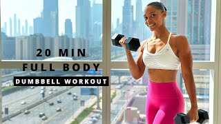 20 min Full Body Workout  DUMBBELLS  Muscle amp Strength [upl. by Kacy]