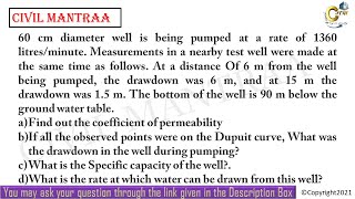 60 cm diameter well is being pumped at a rate of 1360 litresminute Measurements in a nearby test [upl. by Neda]