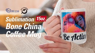 Personalized Sublimation 15oz New Bone China Coffee Mug Blank Photo USA sublimation customized [upl. by Meldoh453]