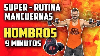 🔴 RUTINA HOMBROS 9 MINUTOS 3  EJERCICIOS DE HOMBROS CON MANCUERNAS EN CASA [upl. by Ojeibbob]