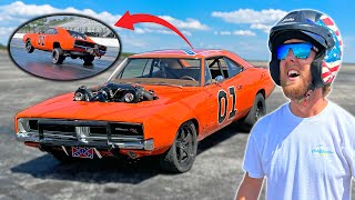 Drag Racing Whistlindiesels 1500hp General Lee HUGE wheelie [upl. by Winser]