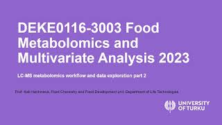 Food Metabolomics and Multivariate Analysis 2023  Parte 2 [upl. by Compton]