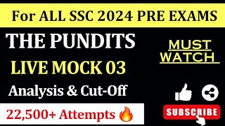 THE PUNDITS  WEEKLY LIVE MOCK 03 for SSC CGL 2024  Analysis Review amp Cutoff ssc ssccgl [upl. by Carmen]