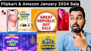 Flipkart amp Amazon Republic Day Sale 2024  iPhone 15 Discount Offers  Upcoming January Sale [upl. by Marduk891]