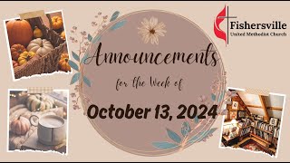 101324 Announcements [upl. by Shiekh541]