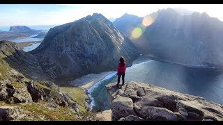 Ryten  One of Lofotens most popular hikes View of Kvalvika beach [upl. by Nagar]