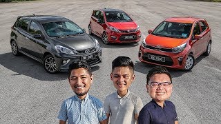 DRIVEN 2018 Perodua Myvi vs Proton Iriz vs Kia Picanto  review in Malaysia [upl. by Aisatana]