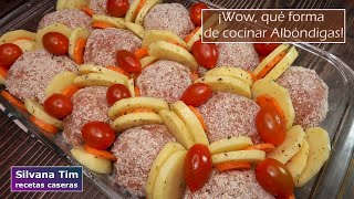 Receta  Albondigas de Carne molida mixta con papas al horno [upl. by Remle338]