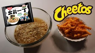 NISSIN DEMAE RAMEN BLACK GARLIC OIL TONKOTSU amp CHEETOS CHEDDAR JALAPENO ASMR MUKBANG [upl. by Tenaj840]