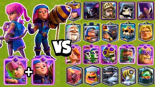 DOBLE EVOLUCION  ARQUERAS  LANZAFUEGOS vs TODAS LAS CARTAS  Clash Royale [upl. by Yelkrab]