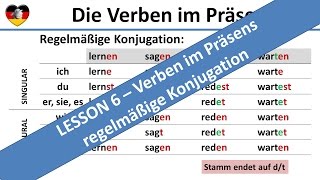 Regular Present Tense  Learn German Lesson 6  Complete A1B1 Course  regelmäßige Präsensbildung [upl. by Atirehs]