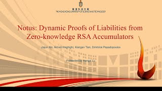 USENIX Security 24  Notus Dynamic Proofs of Liabilities from Zeroknowledge RSA Accumulators [upl. by Yelsnit]