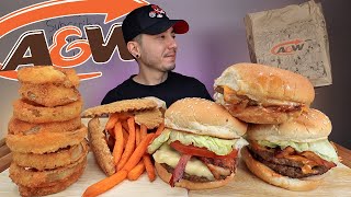 MUKBANG EATING AampW Burger Double Mozza Burger Double Teen Burger Buddy Burger Onion Rings [upl. by Rodd]